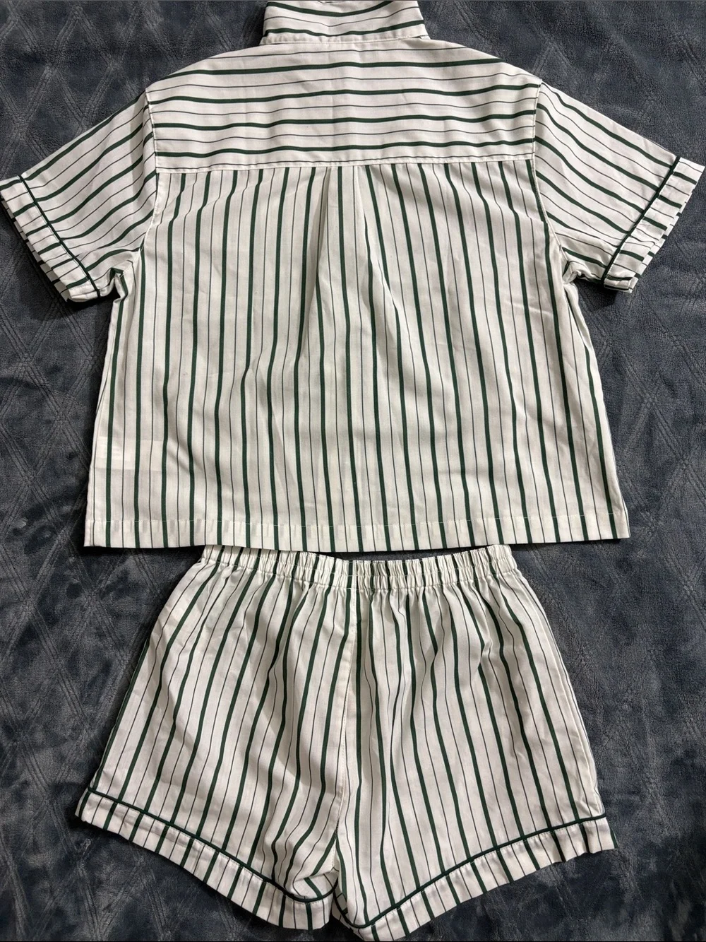 Crewcuts White and Green Striped Short-Sleeve Pajama Set